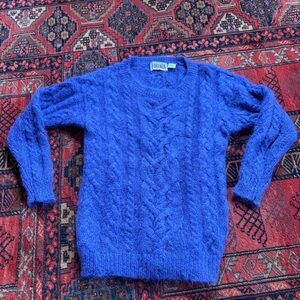Vintage Italian Forenza Purple Mohair Cable Knit Sweater